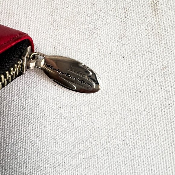 Harley Davidson Black Red Small Zip Around Wallet - Picture 3 of 6